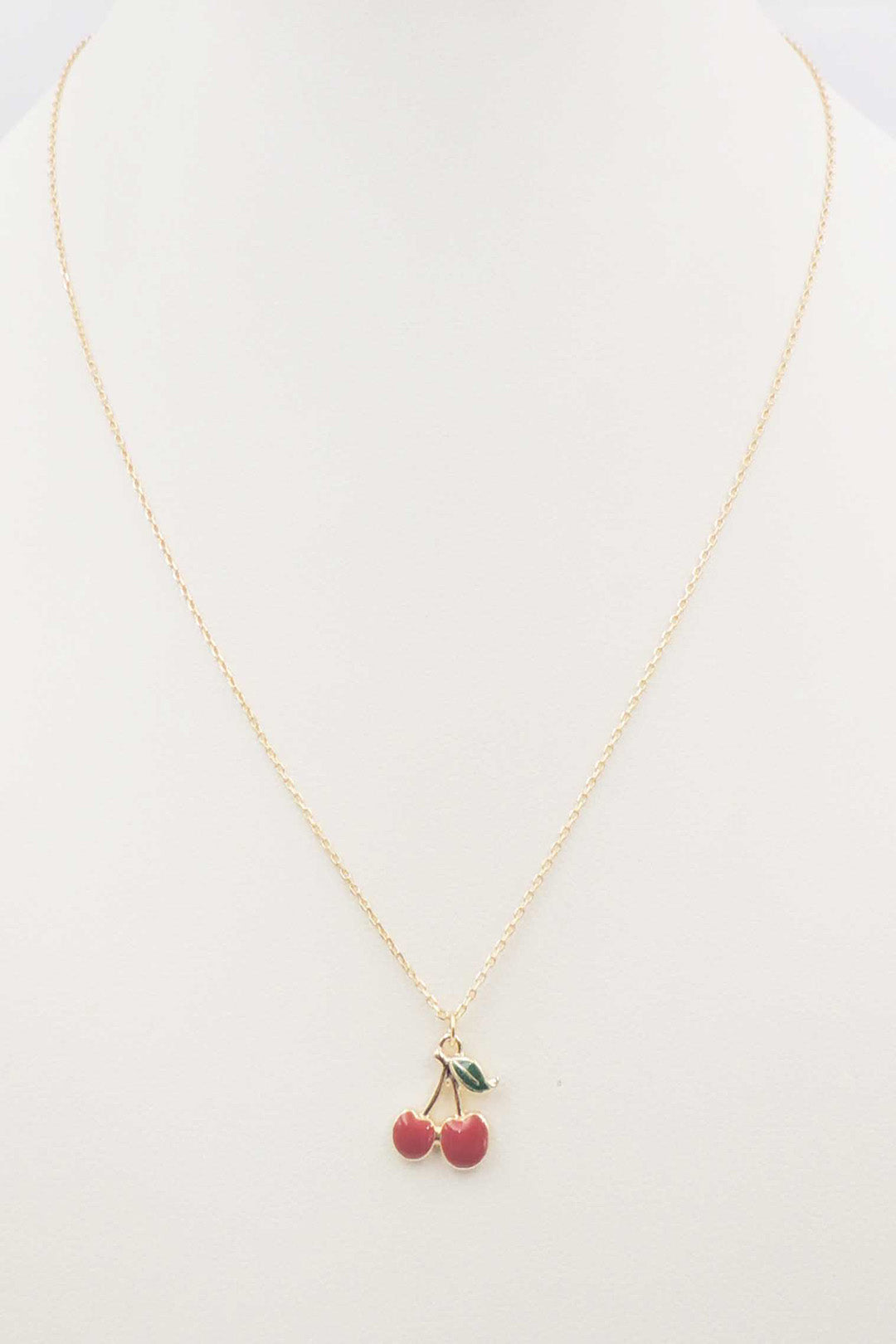 Gold Chain with Red Cherry Pendant 16"-18" Necklace