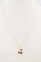 Gold Chain with Red Cherry Pendant 16"-18" Necklace