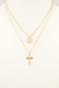 Stainless Steel Layered Cross Pendant 16"-18" Necklace
