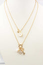 Gold Layered Clover with Key Charms 16"-18" Necklace