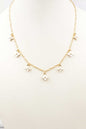 Gold Chain with White Enamel Clover Charms 16"-18" Necklace