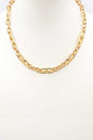 Gold Open Oval with Clover Accent and Chain 16"-18" Necklace