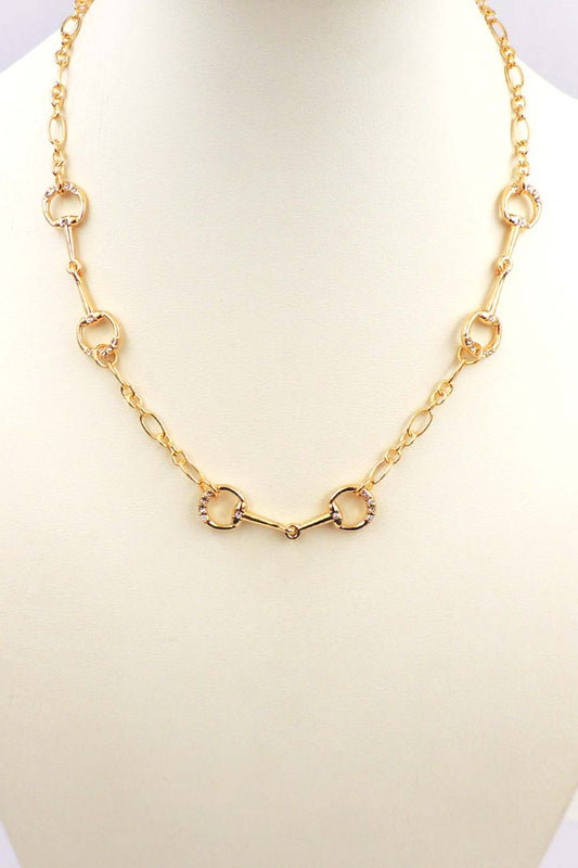 Gold Horse Bit 16"-18" Necklace