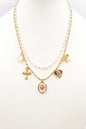 Gold and Pearl Charm 16"-18" Necklace
