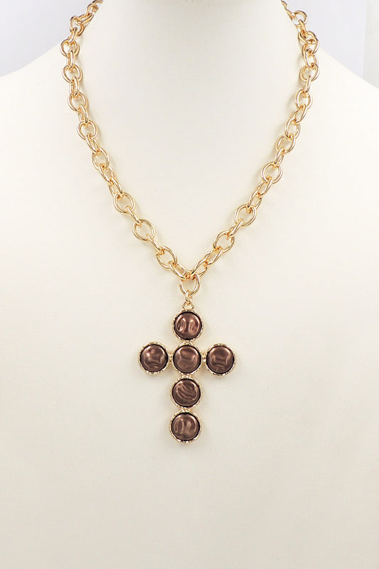 Gold Chain with Brown Freshwater Coin Pearl 16"-18" Necklace