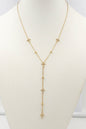 Stainless Steel Gold Cross Thin Y Drop 16"-18" Necklace