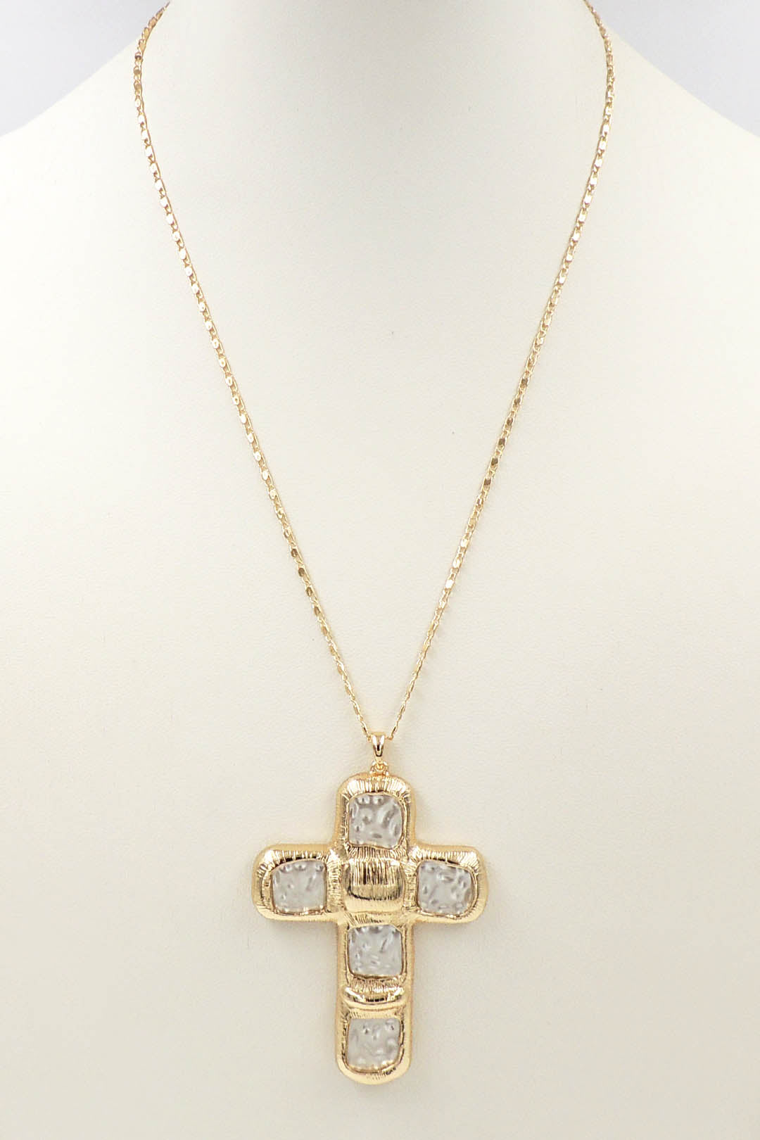 Gold Chain with Squared Pearl and Gold 16"-18" Necklace