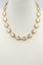 Gold Hammered Circle with Freshwater Pearl 16"-18" Necklace