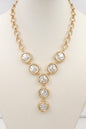 Gold Open Chain with Coin Pearl 16"-18" Y Drop Necklace