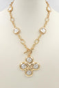 Gold Open Chain with Coin Pearl Cross Shape 16"-18"  Necklace