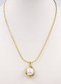 Gold Chain with Gold and Circle Pearl Pendant 16"-18" Necklace