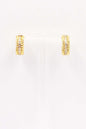 18K Gold Textured with Rhinestone Accent .75" Hoop Earring