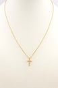 Rhinestone Gold Cross on Gold Chain 16"-18" Necklace