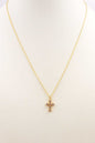 18K Gold Chain with Rhinestone Cross 16"-18" Necklace