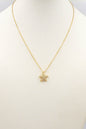 18K Rhinestone Pave Starfish Charm Gold 16"-18" Necklace