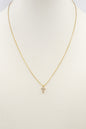 18K Gold Chain with Rhinestone Cross 16"-18" Necklace