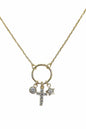 Open Circle with Star and Cross Charms 16"-18" Necklace