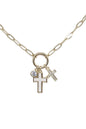 Gold Rhinestone and Pearlized Cross 16"-18" Necklace