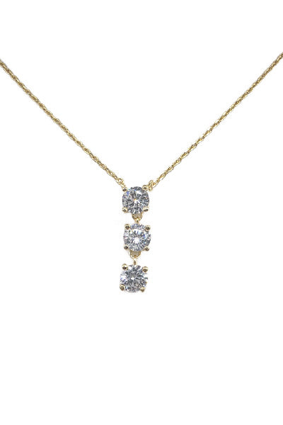 Gold Triple CZ Drop 16"-18" Necklace