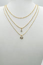 Gold Triple Layered CZ Drop 16"-18" Necklace