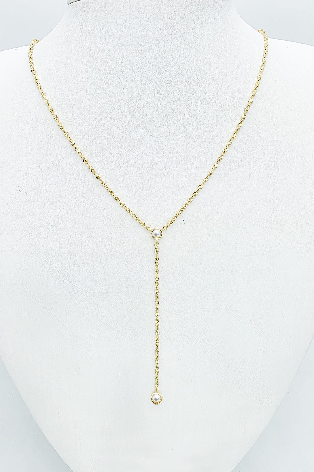 18K Gold Double Layered Pearl Drop Necklace
