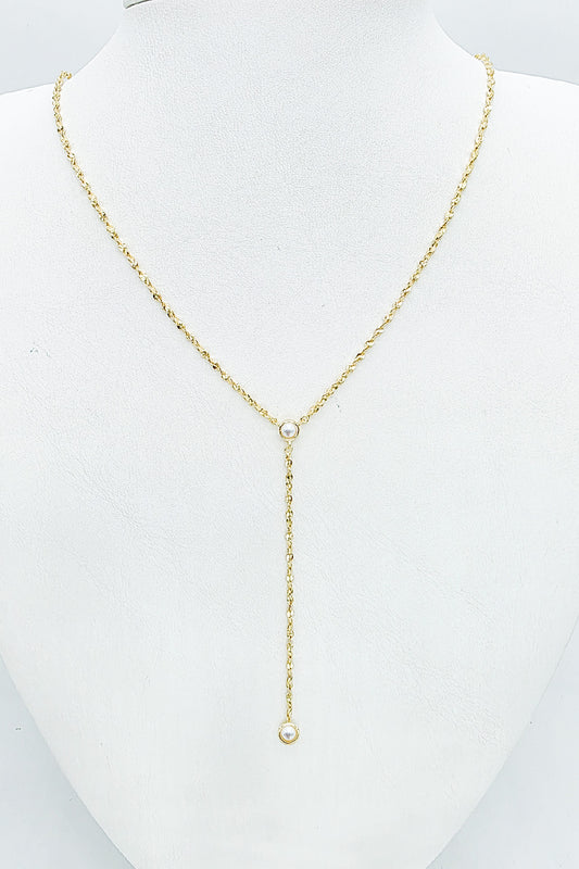 18K Gold Double Layered Pearl Drop Necklace
