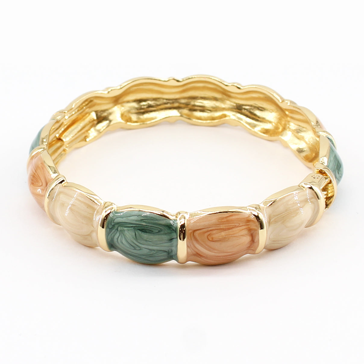 Multi Color Resin Marbled .5" and Gold Bangle Bracelet