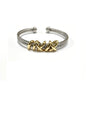 Silver Wired Cuff with Gold X Deisgn Bracelet