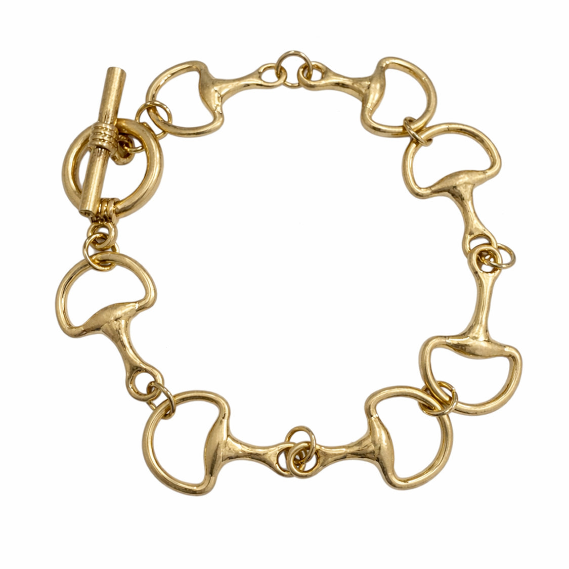 Horsebit Worn Gold Toggle 7.5" Bracelet