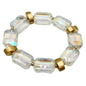 Rectangle AB Crystal Stone and Gold Stretch Bracelet