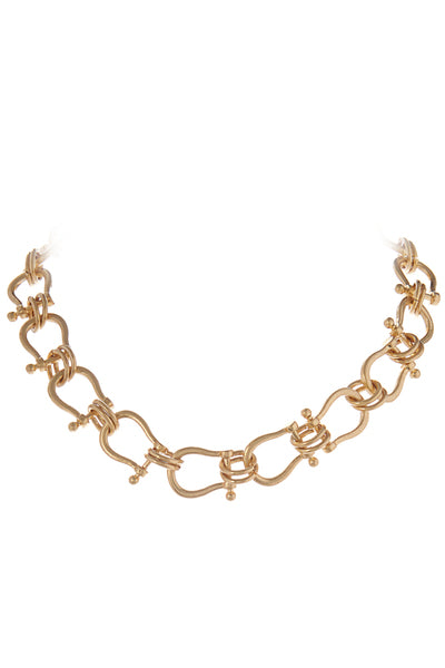 Gold Chunky Chain Horsebit 16"-18" Necklace
