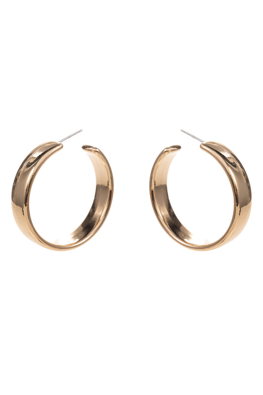 Gold Metal Lightweight 1.75" Hoop Earring