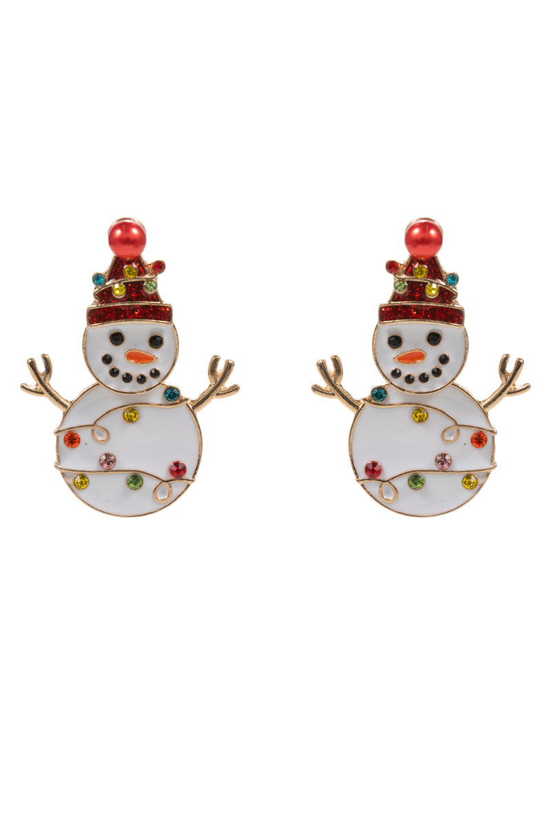 White Snowman Acrylic 1.75" Earring