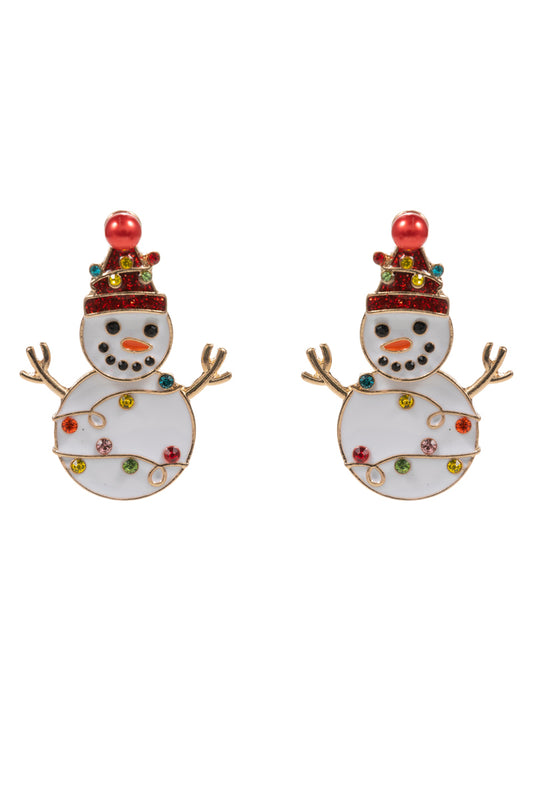 White Snowman Acrylic 1.75" Earring