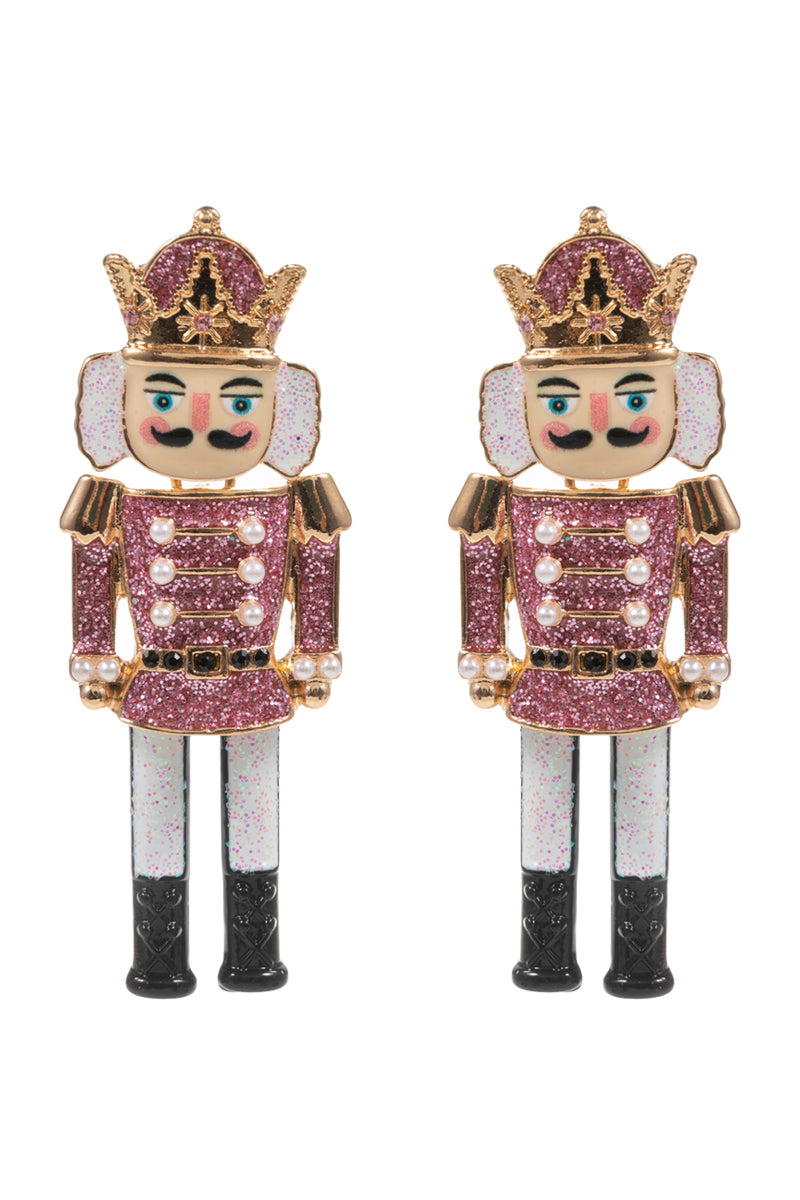 Pink Acrylic Nutcracker 2.25" Drop Earring