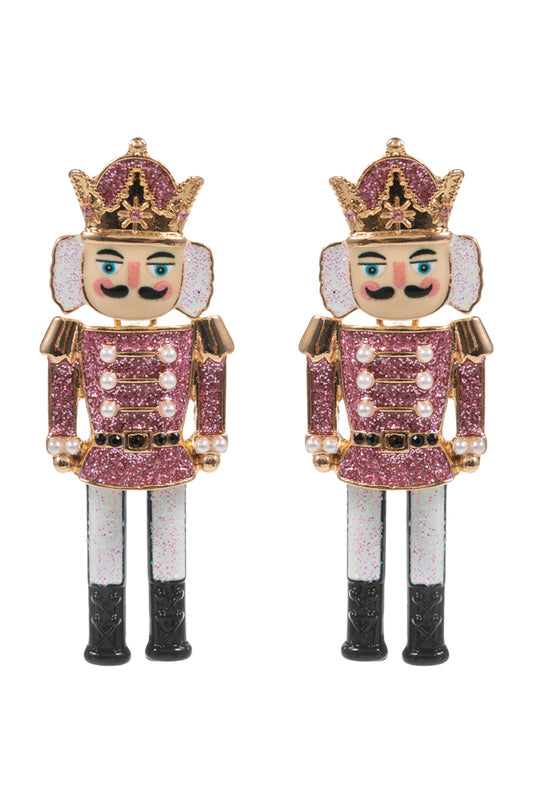 Pink Acrylic Nutcracker 2.25" Drop Earring