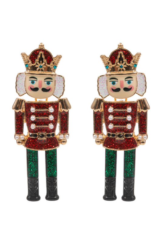 Red Acrylic Nutcracker 2.25" Drop Earring