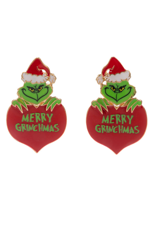 Grinch Merry Christmas 1.5" Earring