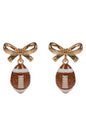 Gold Bow with Glitter Football 1.25" Earring