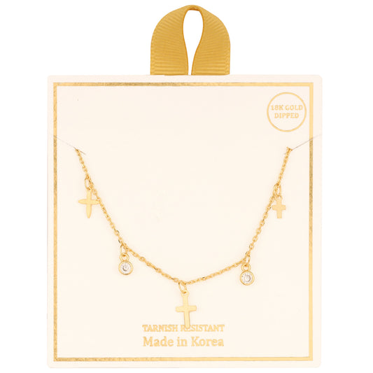 Gold Cross Charm 16"-18" Necklace