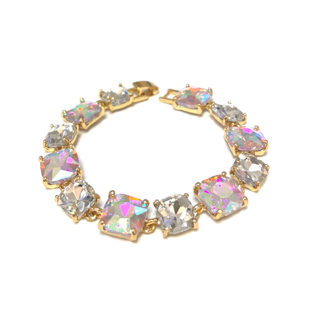 Pastel White Glass Crystal 7.5" Bracelet