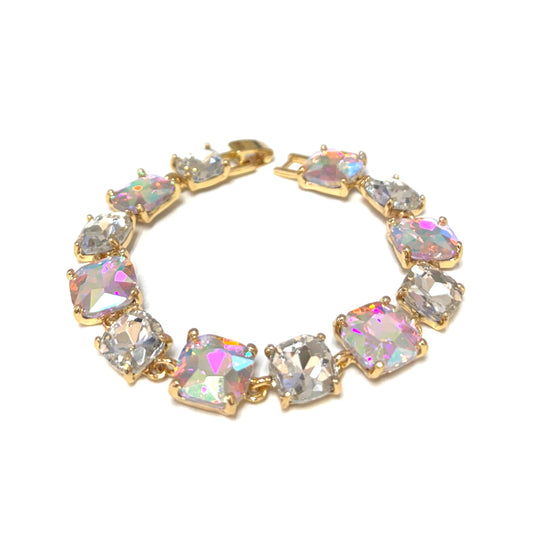 Pastel White Glass Crystal 7.5" Bracelet