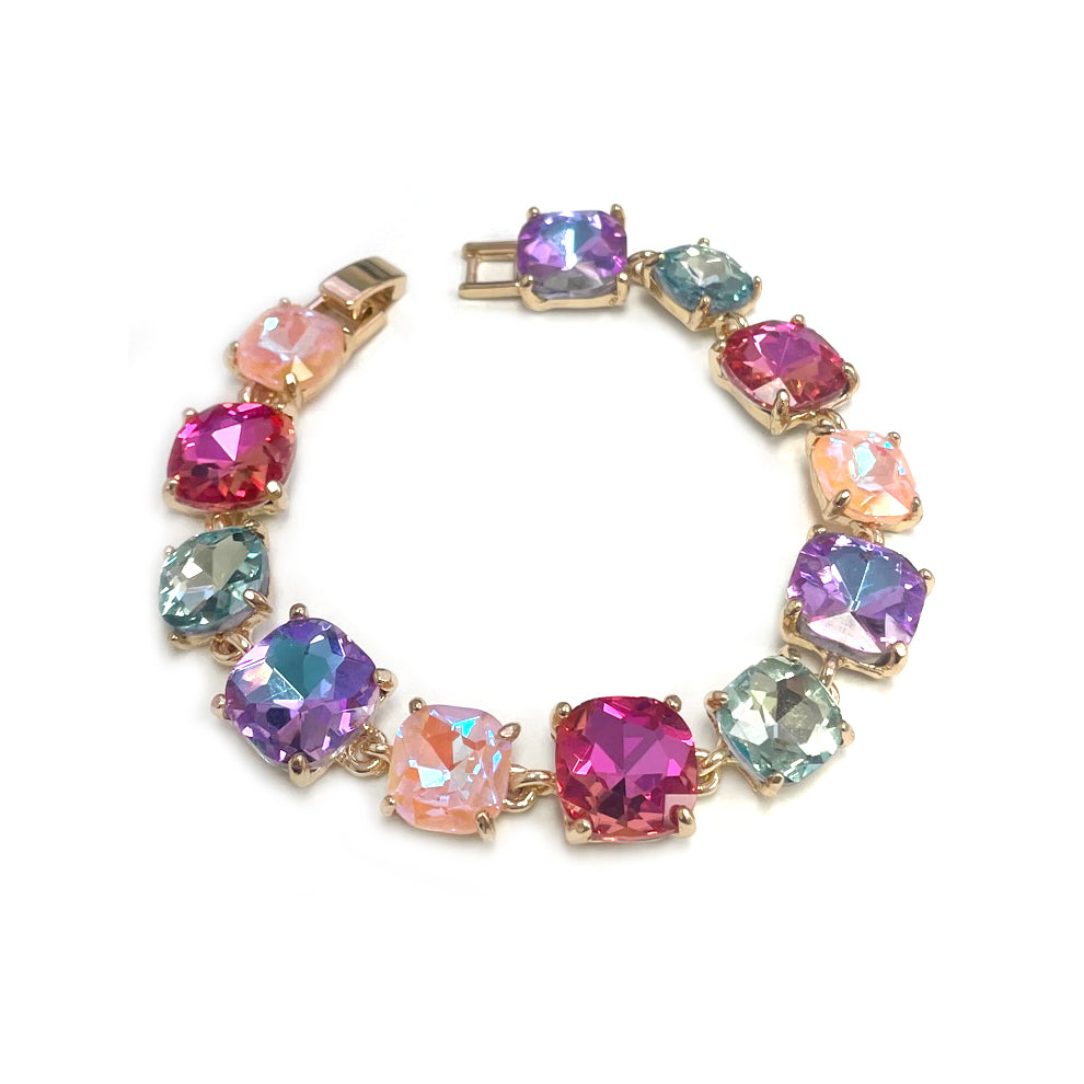 Pastel Multi Glass Crystal 7.5" Bracelet