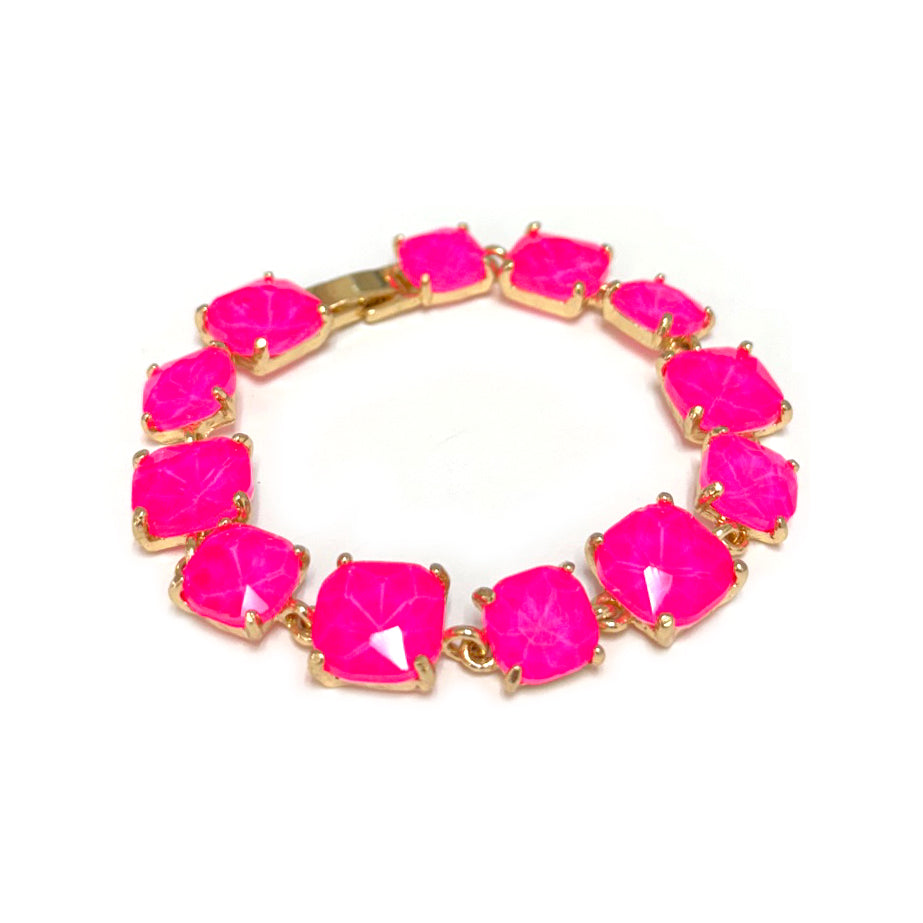 Hot Pink Glass Crystal 7.5" Bracelet
