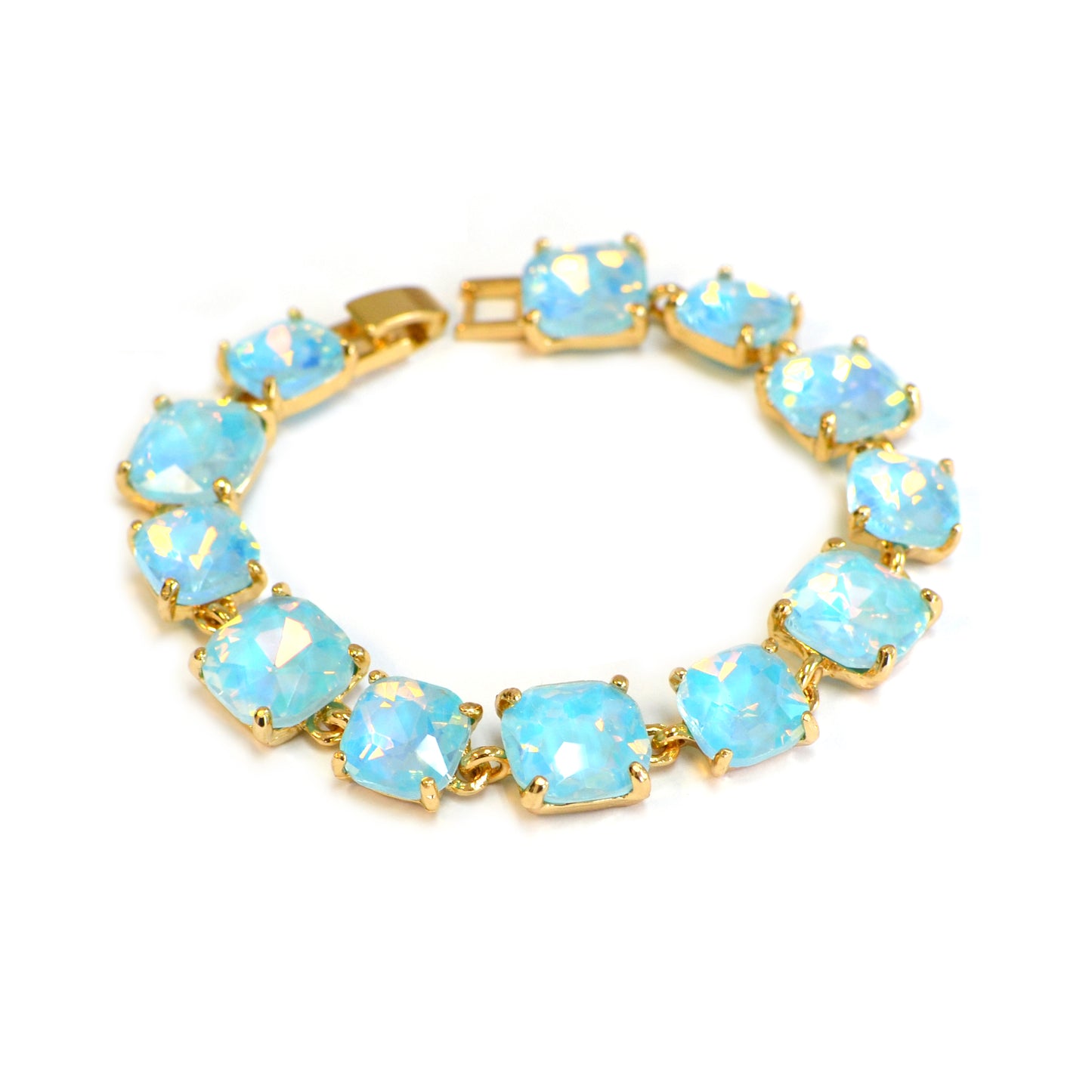 Pastel Blue Glass Crystal 7.5" Bracelet