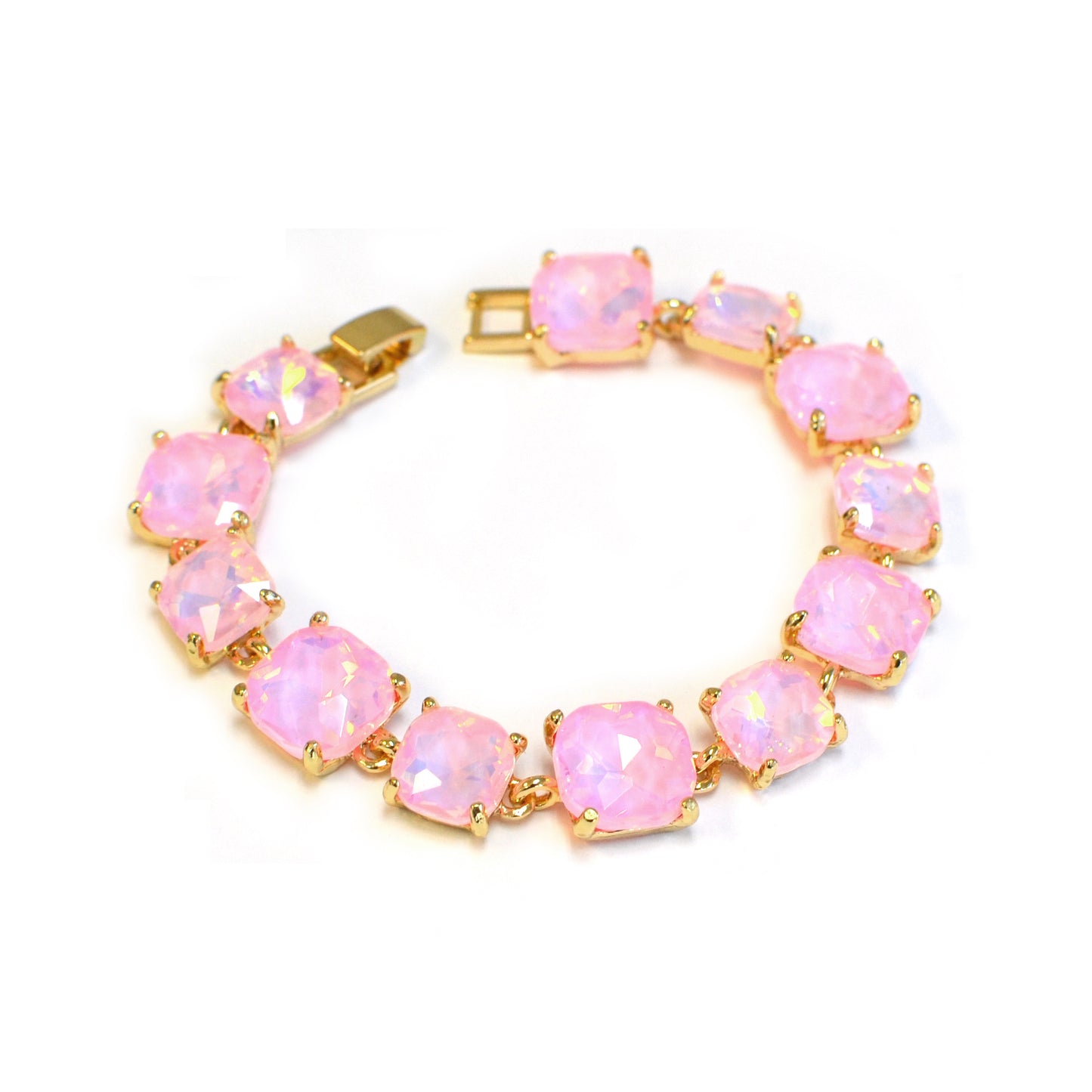 Pastel Pink Glass Crystal 7.5" Bracelet
