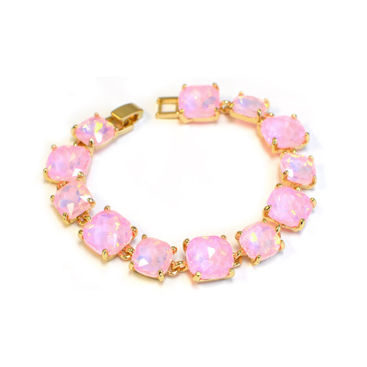 Pastel Pink Glass Crystal 7.5" Bracelet