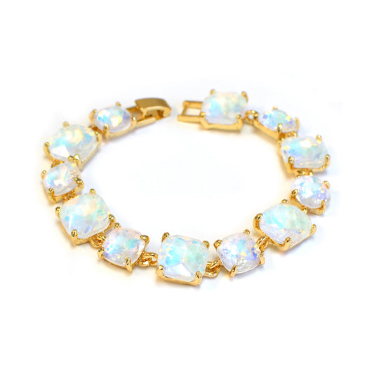 Pastel White Glass Crystal 7.5" Bracelet
