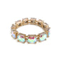 AB Crystal Square and Gold Stretch Bracelet