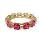 Hot Pink Crystal Square and Gold Stretch Bracelet